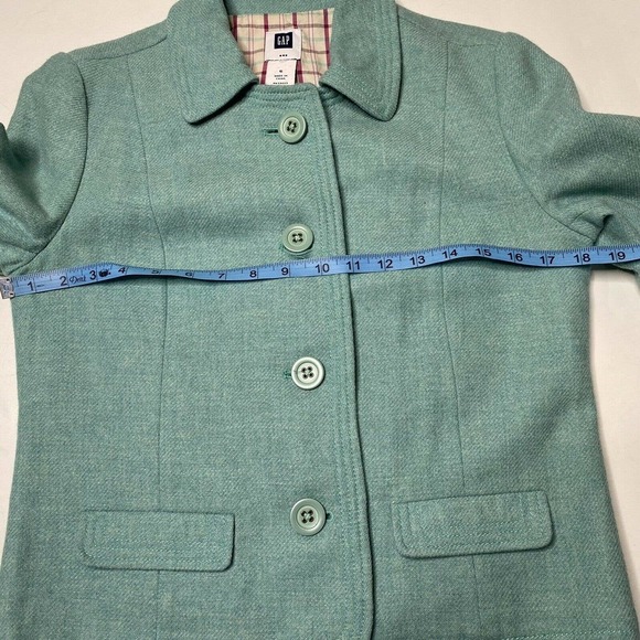 GAP Womens Sz 6 Blue Lined Button Down Wool Blend Coat Jacket Blazer - Picture 9 of 12